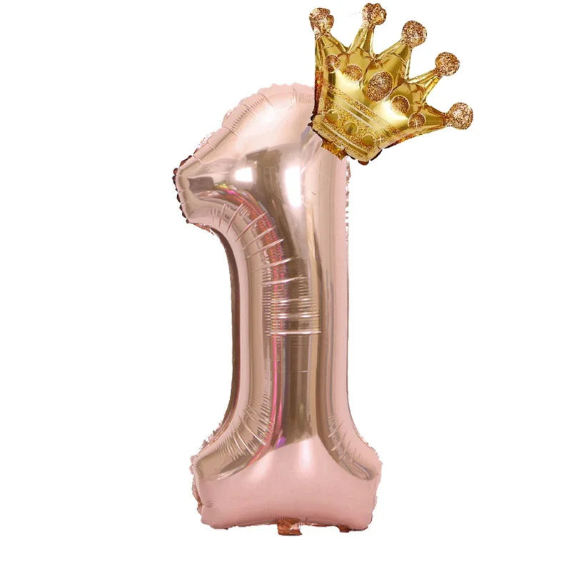 Rose Gold Crown Number Balloon