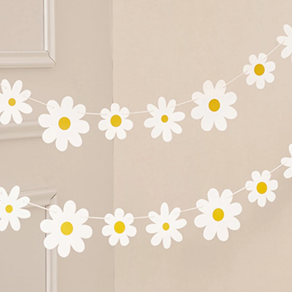 White Daisy Floral Flags