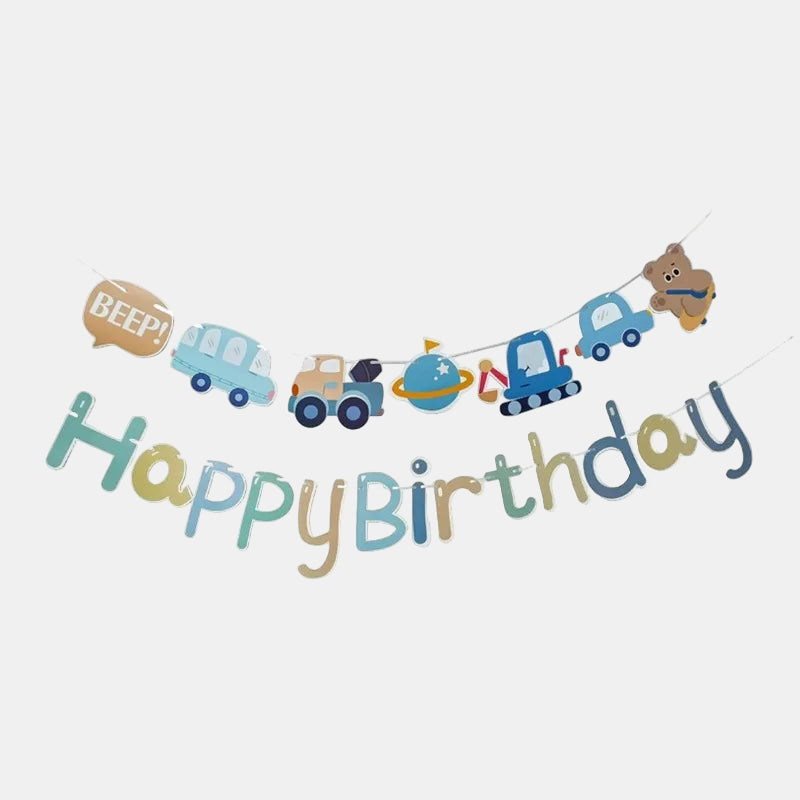 Banner de cumpleaños de coches de tráfico