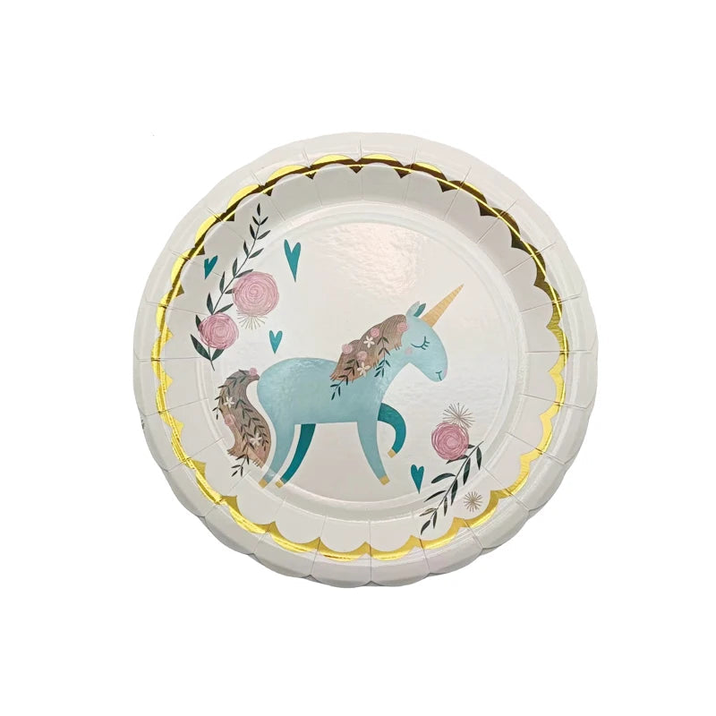 Unicorn Floral Paper Plates