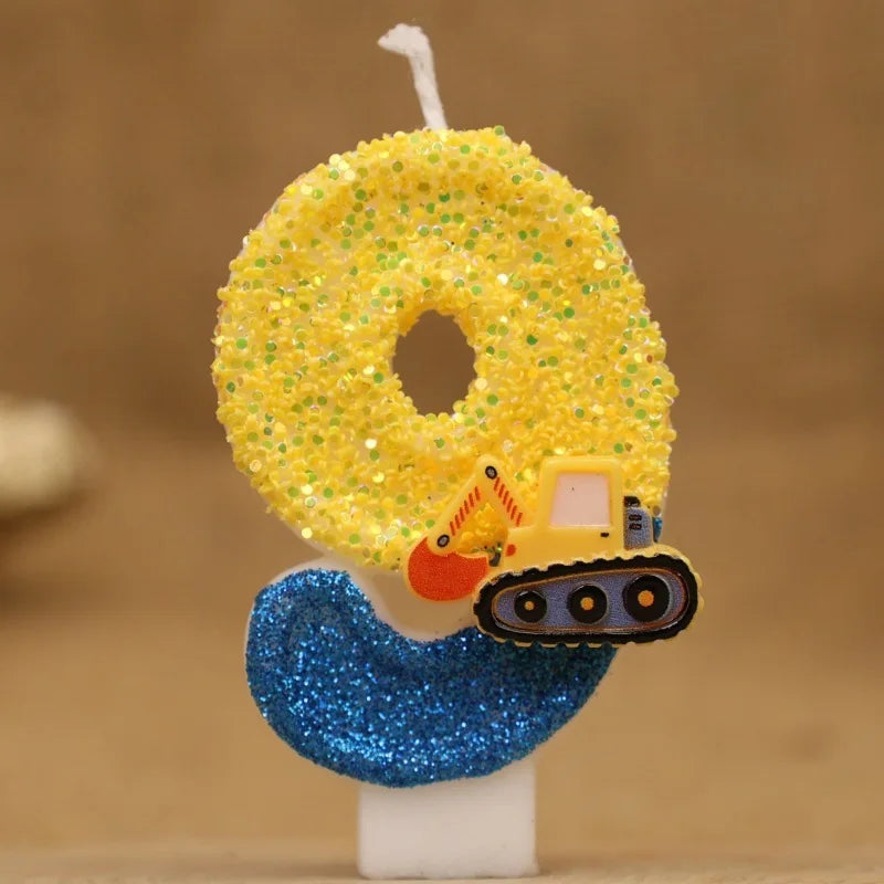 Excavator Number Birthday Candle