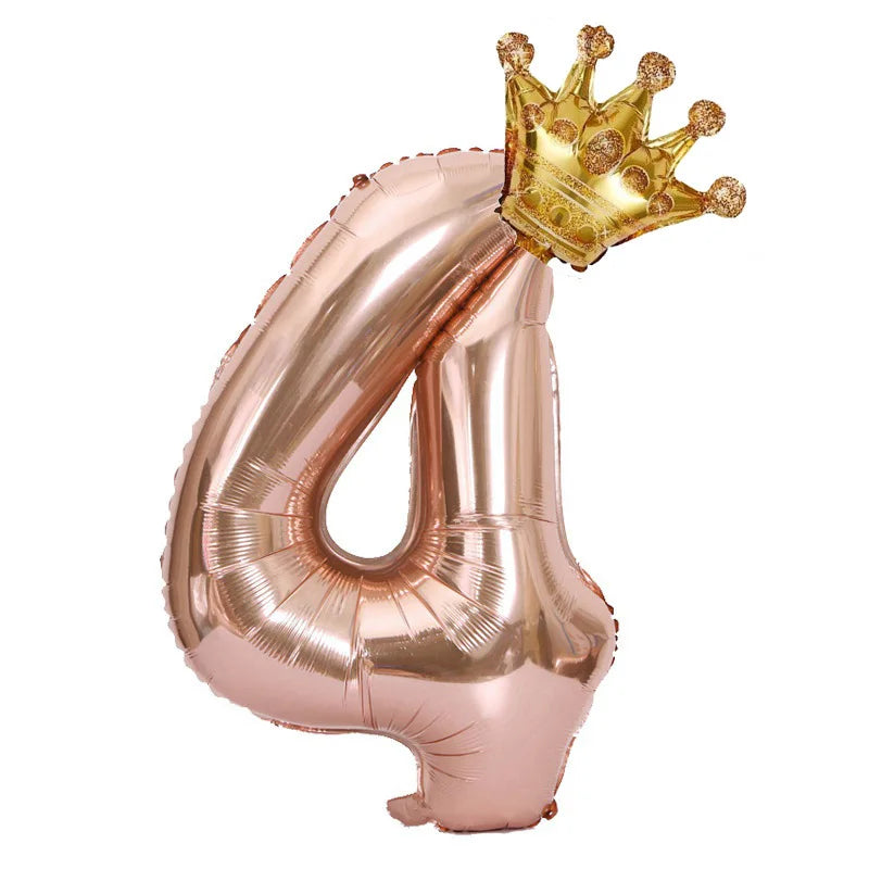 Rose Gold Crown Number Balloon