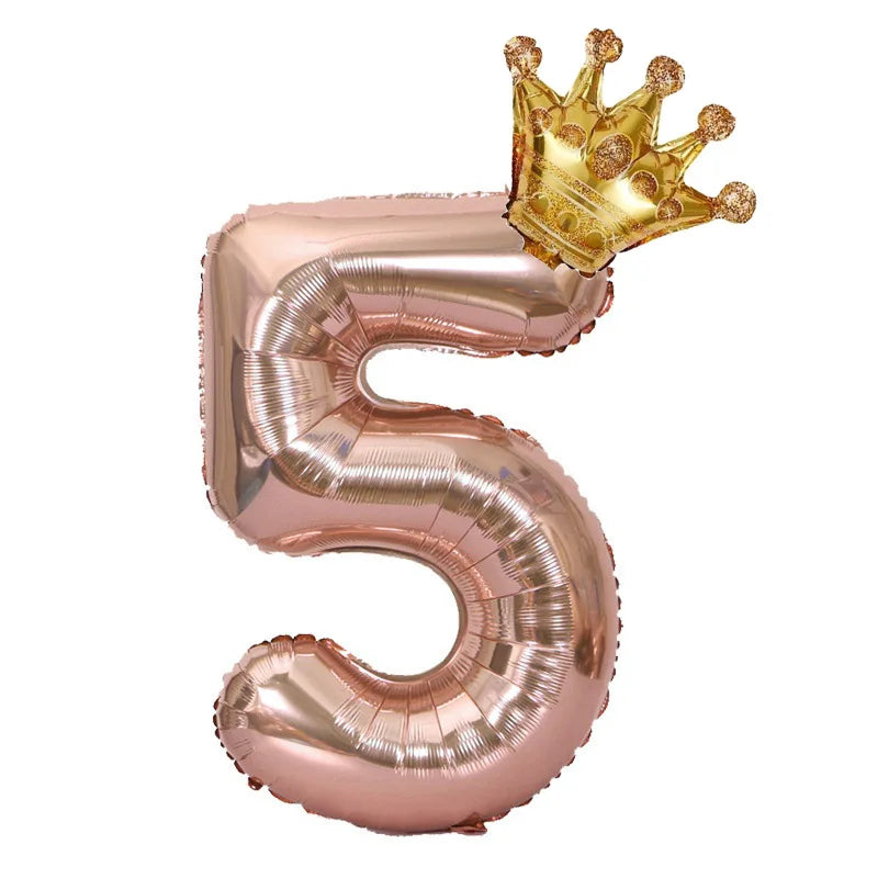 Rose Gold Crown Number Balloon