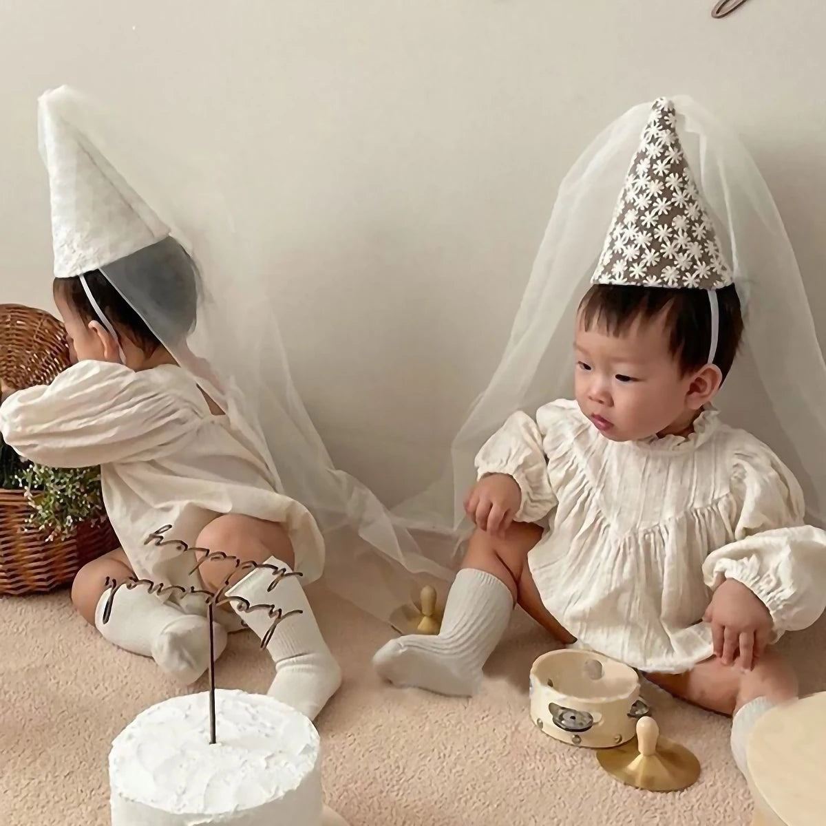 Embroidered Veil Birthday Hat