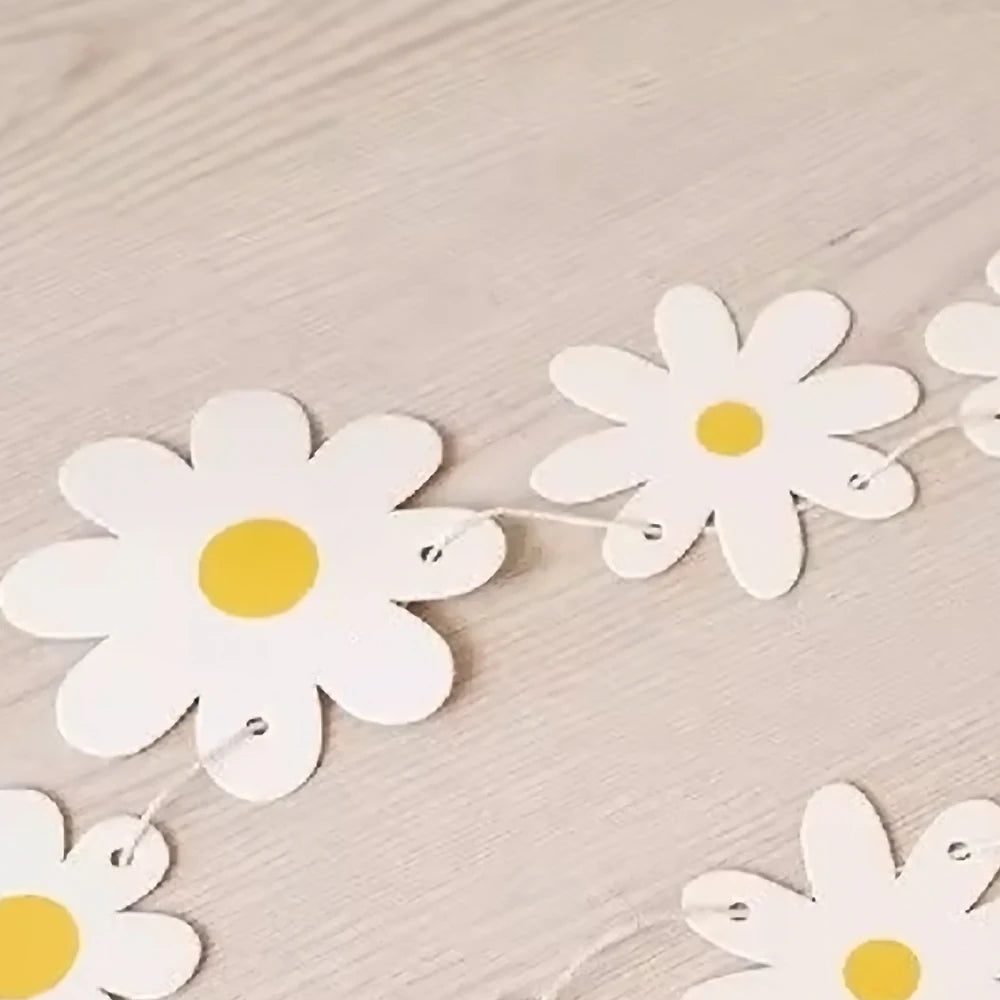 White Daisy Floral Flags