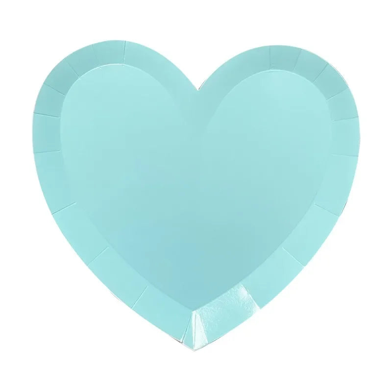 Macaron Color Heart-Shaped Paper Plates