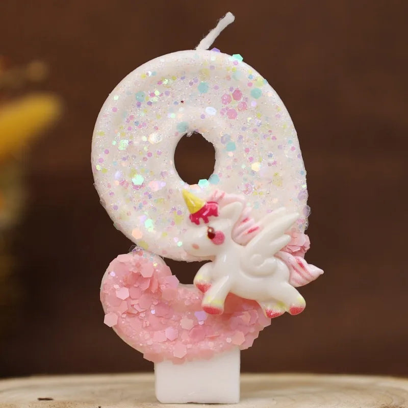 Unicorn Birthday Number Candles