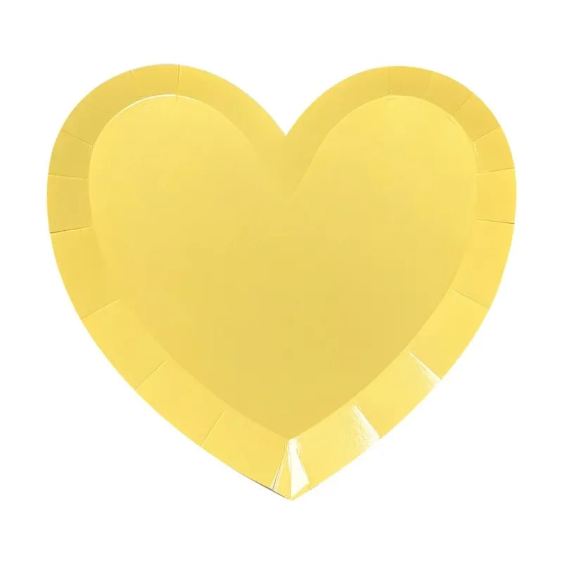 Macaron Color Heart-Shaped Paper Plates