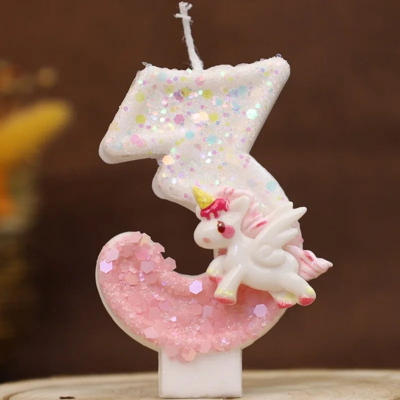 Unicorn Birthday Number Candles