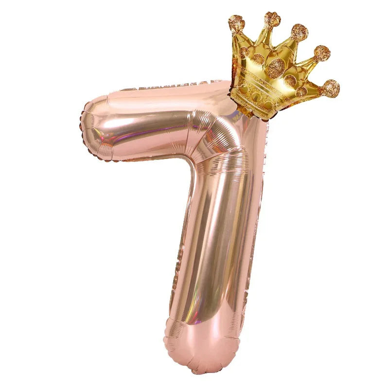 Rose Gold Crown Number Balloon