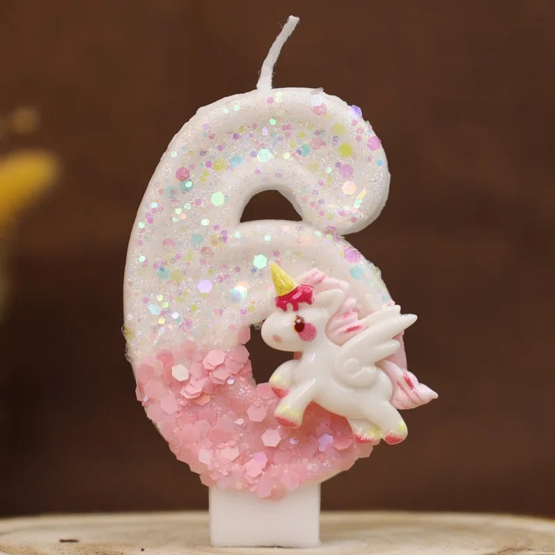 Unicorn Birthday Number Candles