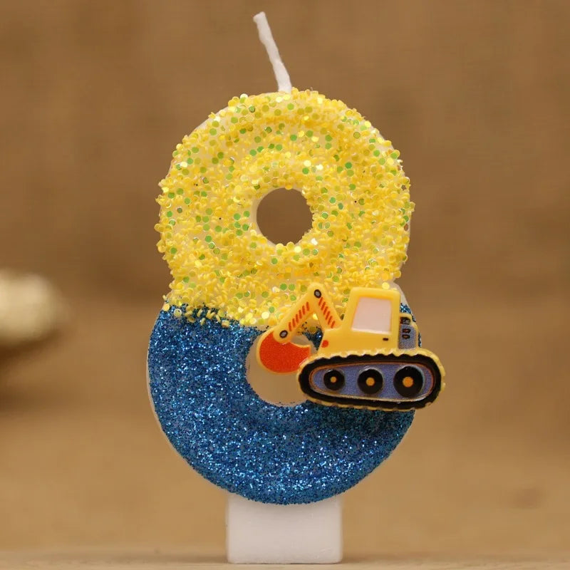 Excavator Number Birthday Candle