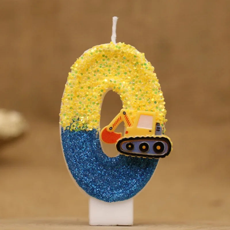 Excavator Number Birthday Candle