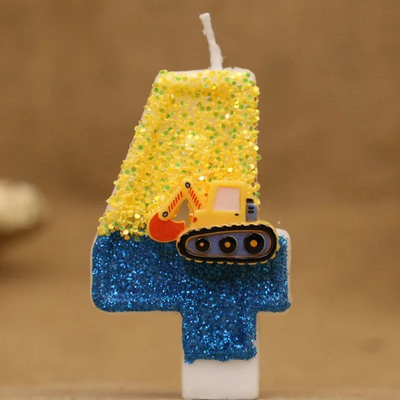 Excavator Number Birthday Candle
