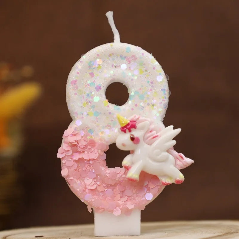 Unicorn Birthday Number Candles