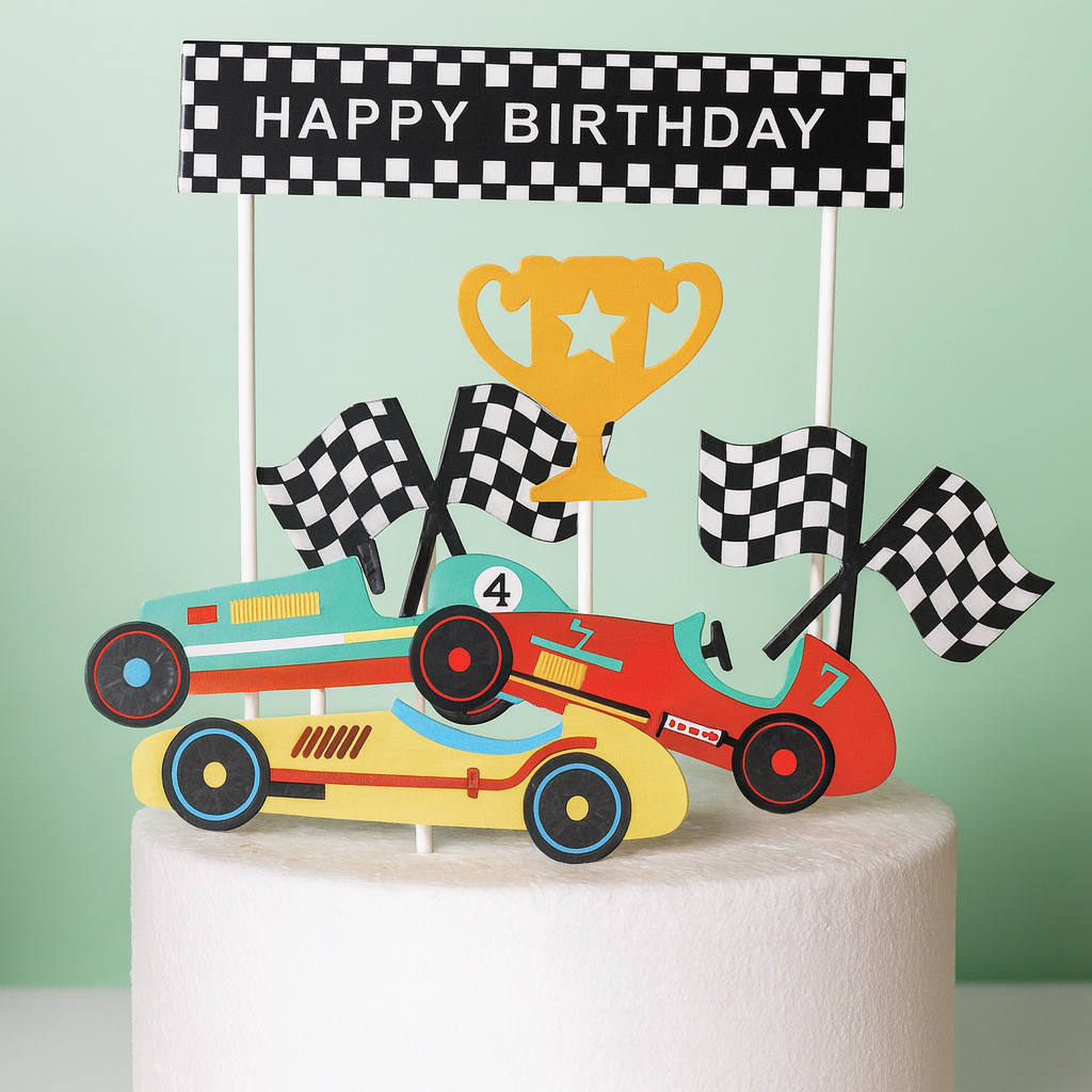 Happy Birthday Racing Car Cake Topper