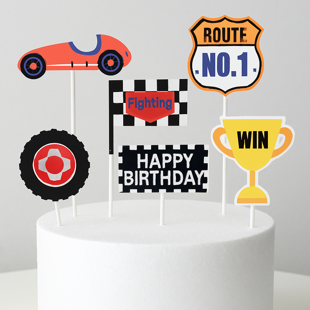 Happy Birthday Racing Car Cake Topper