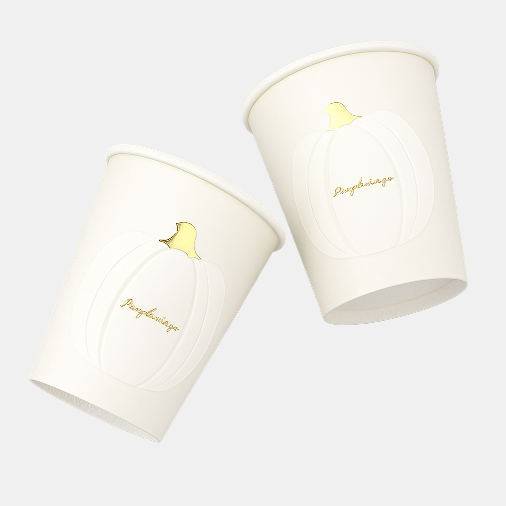 Pumpkin White Paper Cups