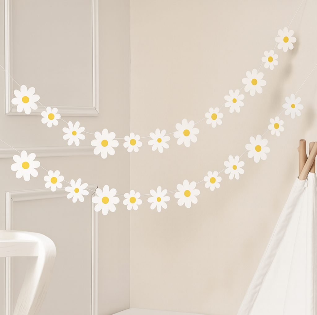 White Daisy Floral Flags