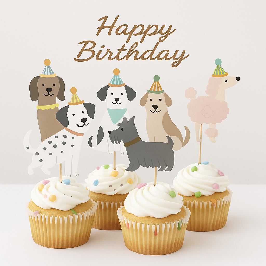 Pet Dog Cupcake Toppers