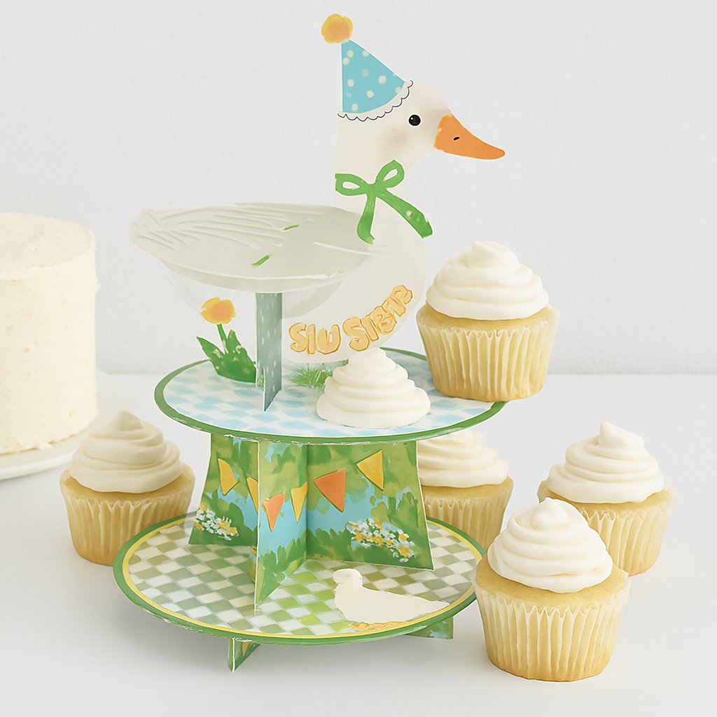 White Goose 3-Tier Cupcake Stand