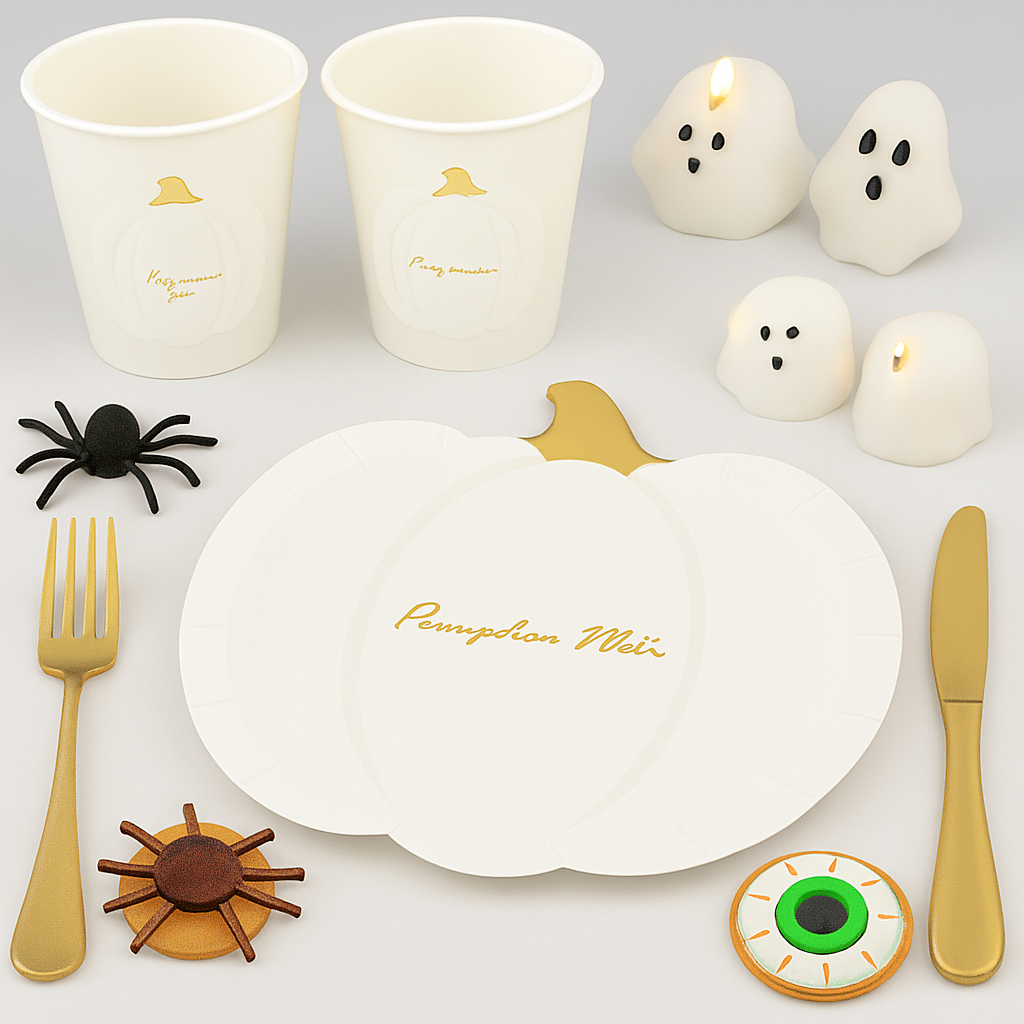 Pumpkin White Paper Cups