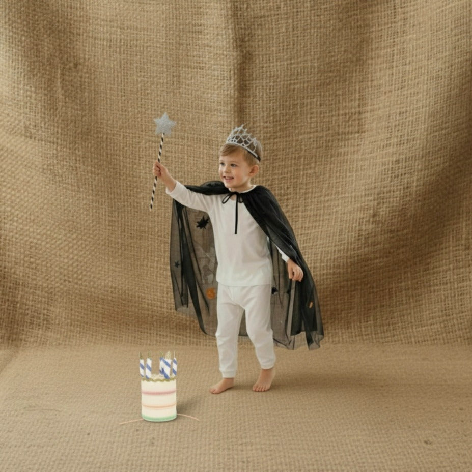 Black Mesh 3-Piece Cape Set for Kids
