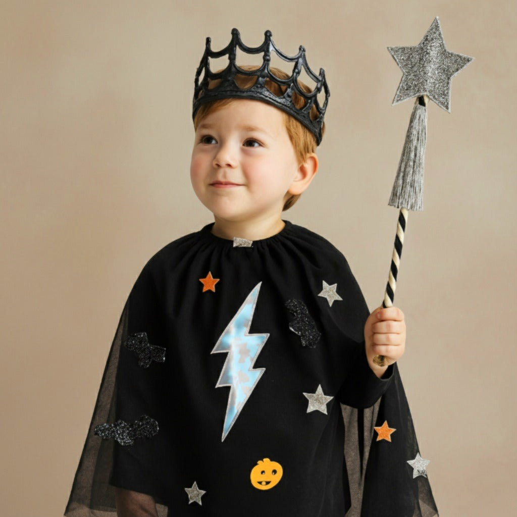 Black Mesh 3-Piece Cape Set for Kids