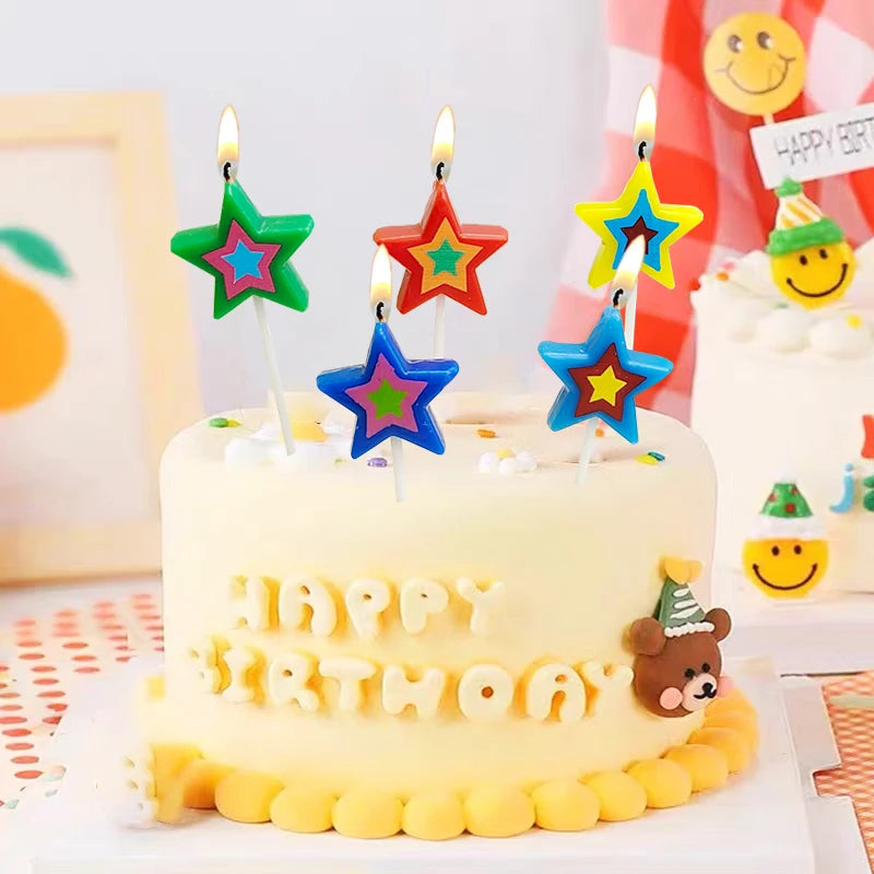 Star-Shaped Happy Birthday Cake Candles