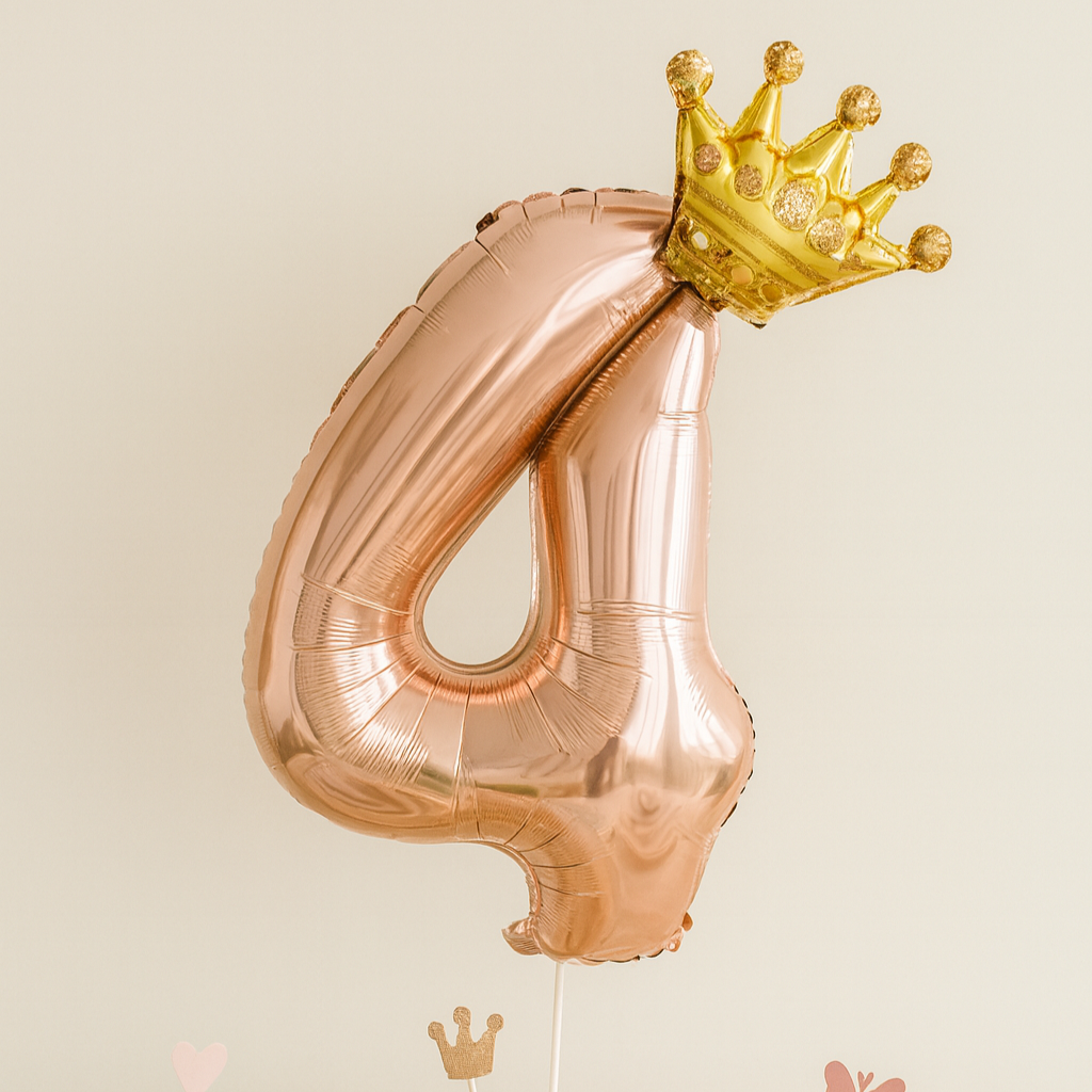 Rose Gold Crown Number Balloon