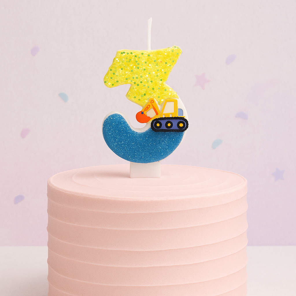 Excavator Number Birthday Candle