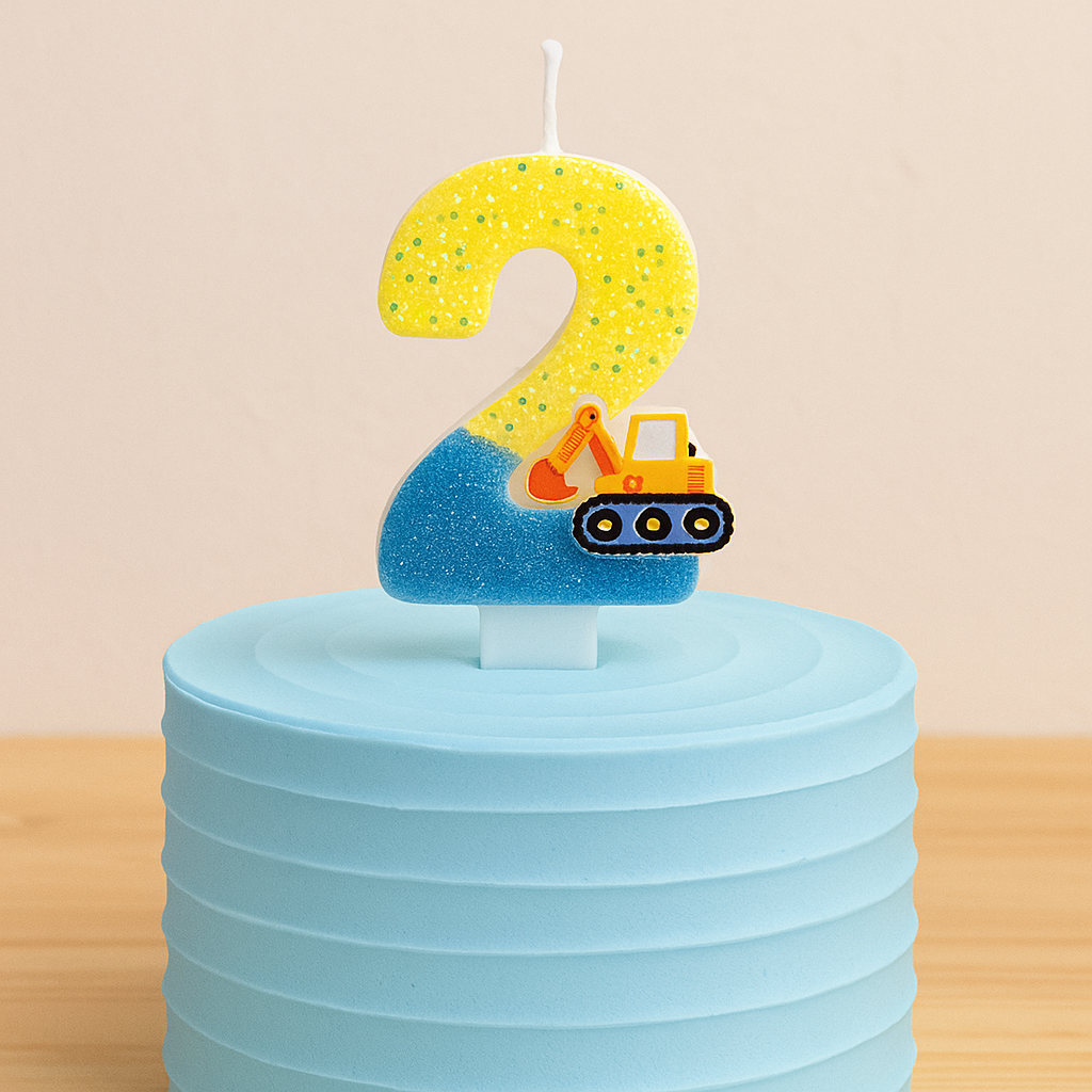 Excavator Number Birthday Candle