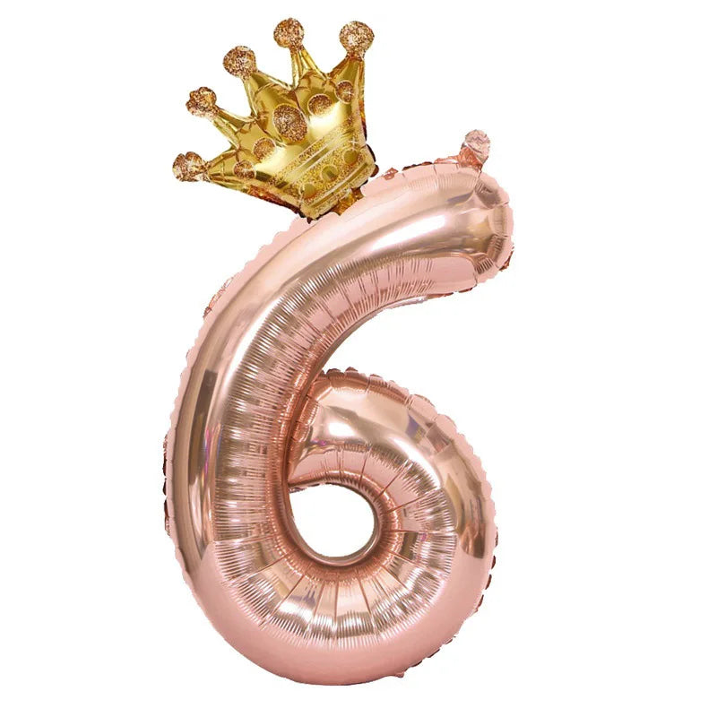 Rose Gold Crown Number Balloon
