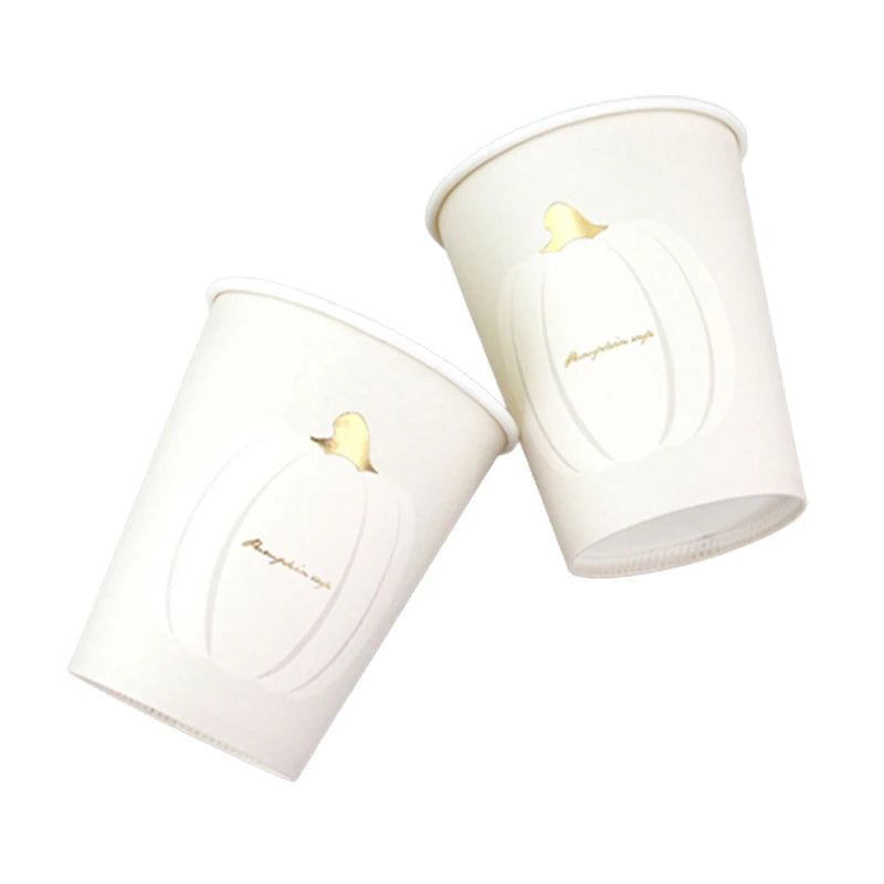Pumpkin White Paper Cups