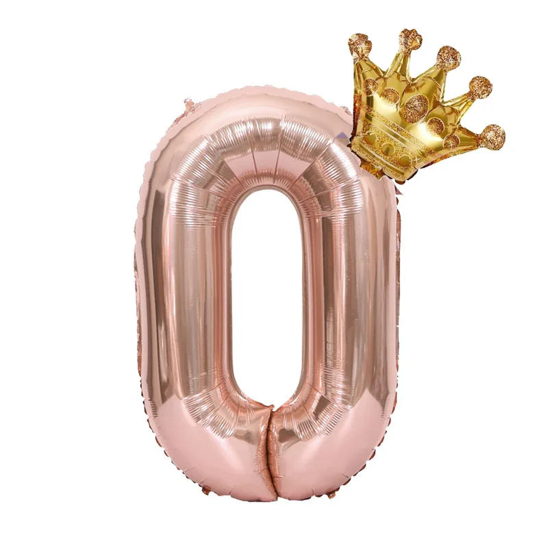 Rose Gold Crown Number Balloon