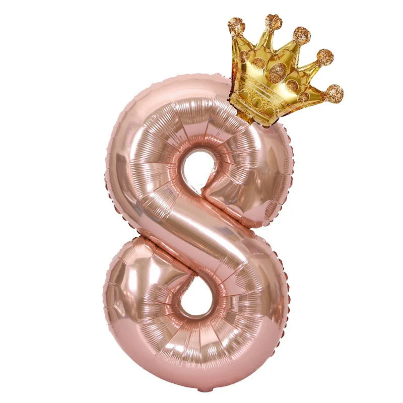 Rose Gold Crown Number Balloon