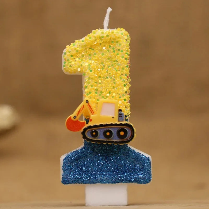 Excavator Number Birthday Candle