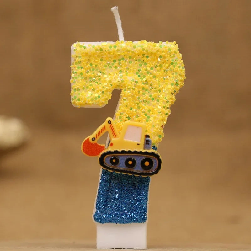 Excavator Number Birthday Candle