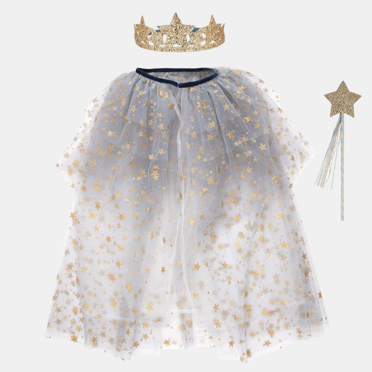 Golden Stars Mesh Cape for Kids