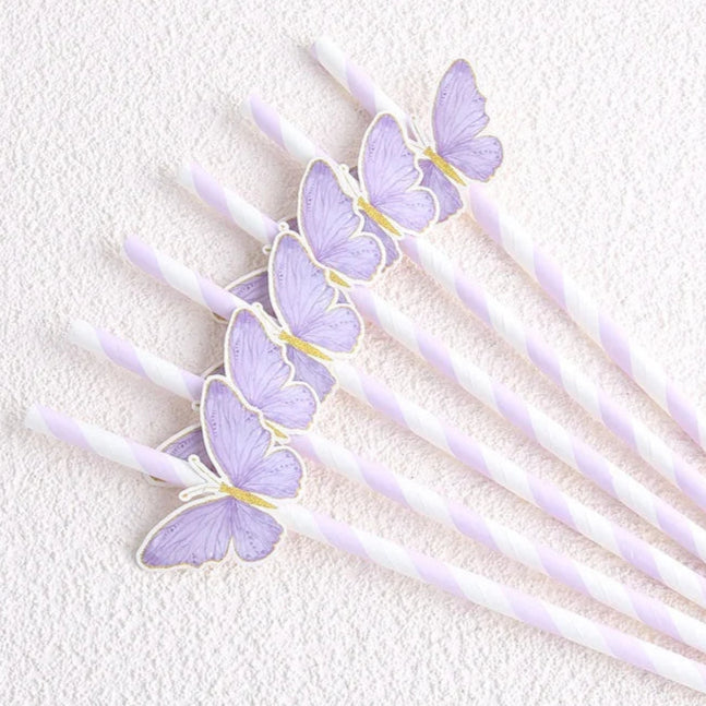 6pcs Butterfly Birthday Straws