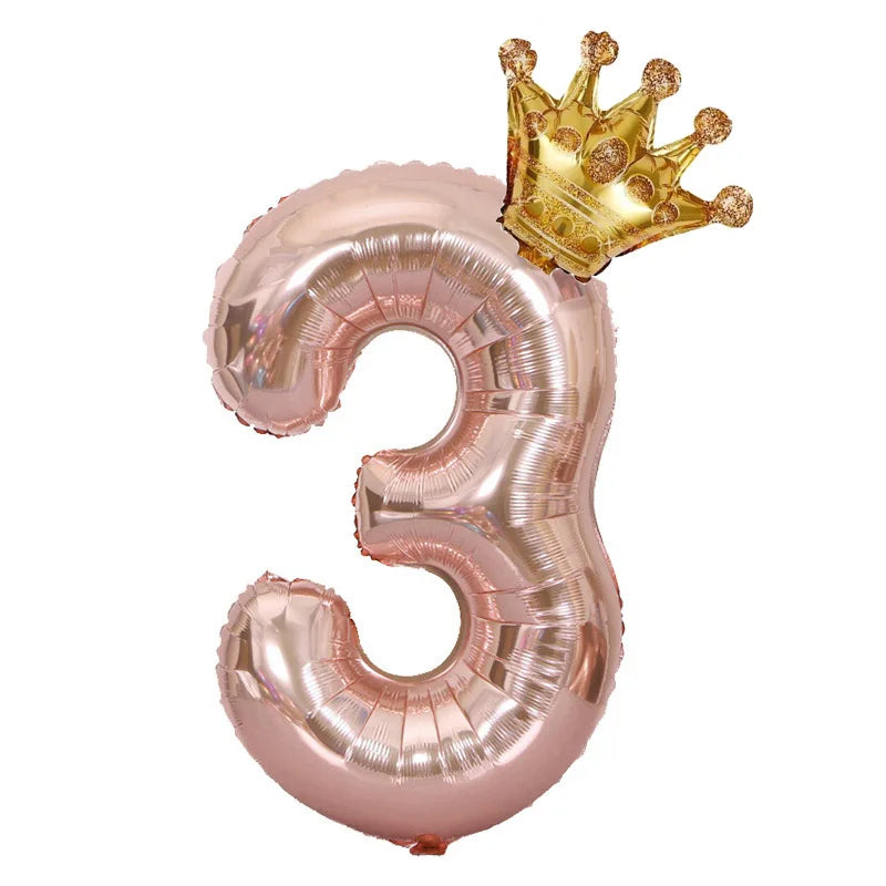 Rose Gold Crown Number Balloon