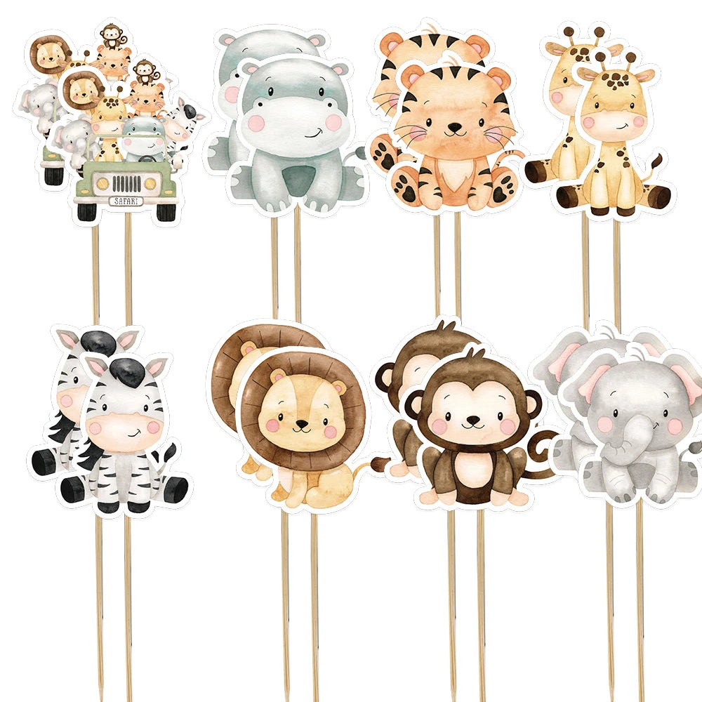 24Pcs Animal Cake Toppers