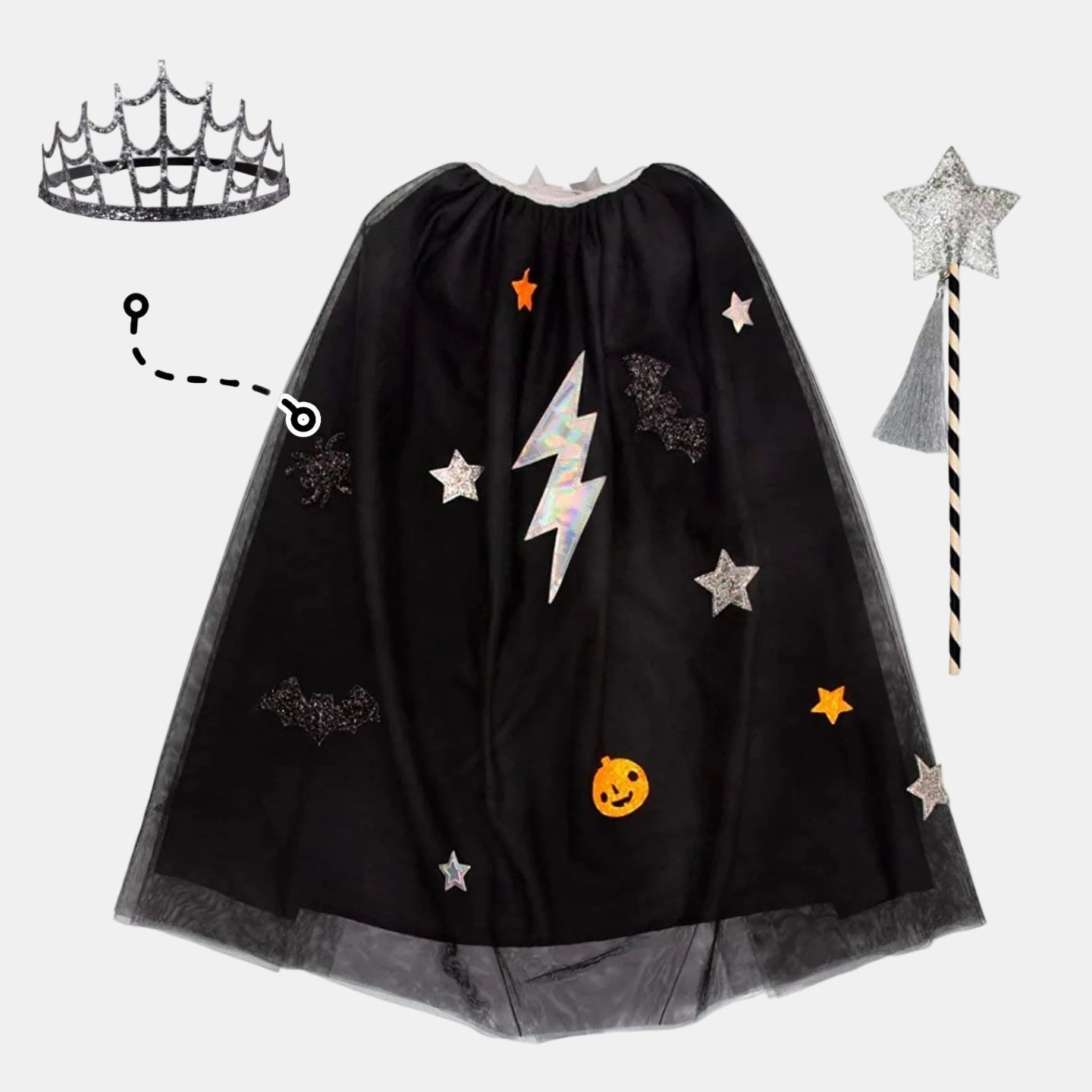 Black Mesh 3-Piece Cape Set for Kids