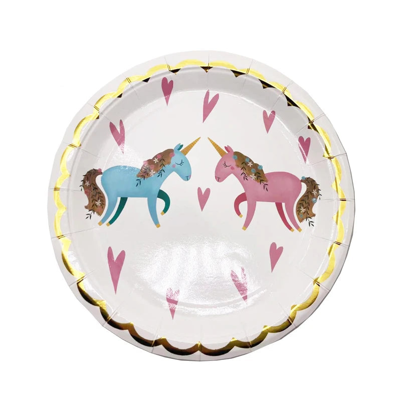 Unicorn Floral Paper Plates