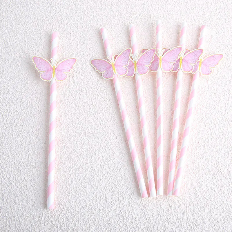 6pcs Butterfly Birthday Straws