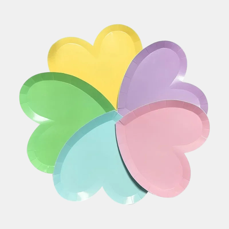 Macaron Color Heart-Shaped Paper Plates