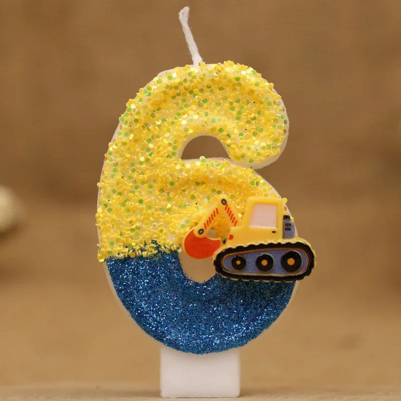 Excavator Number Birthday Candle