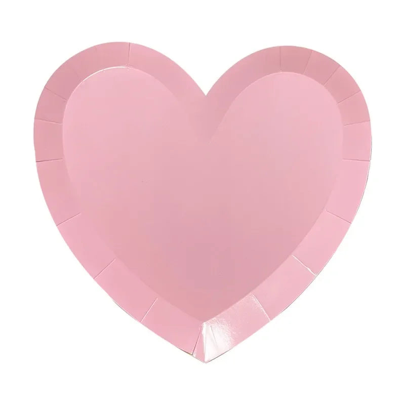 Macaron Color Heart-Shaped Paper Plates