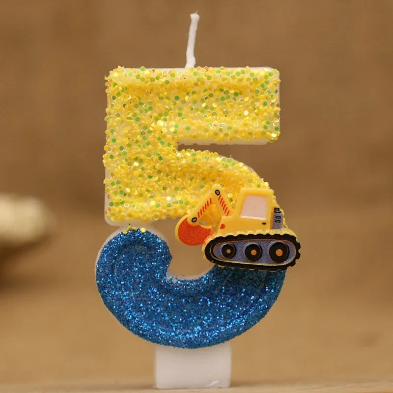 Excavator Number Birthday Candle