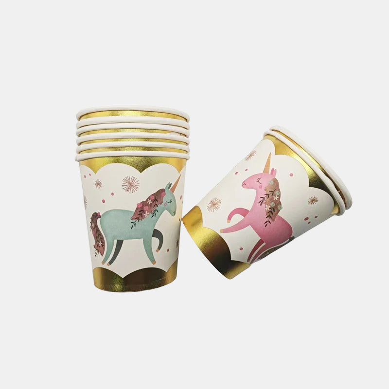Unicorn Floral Paper Cups